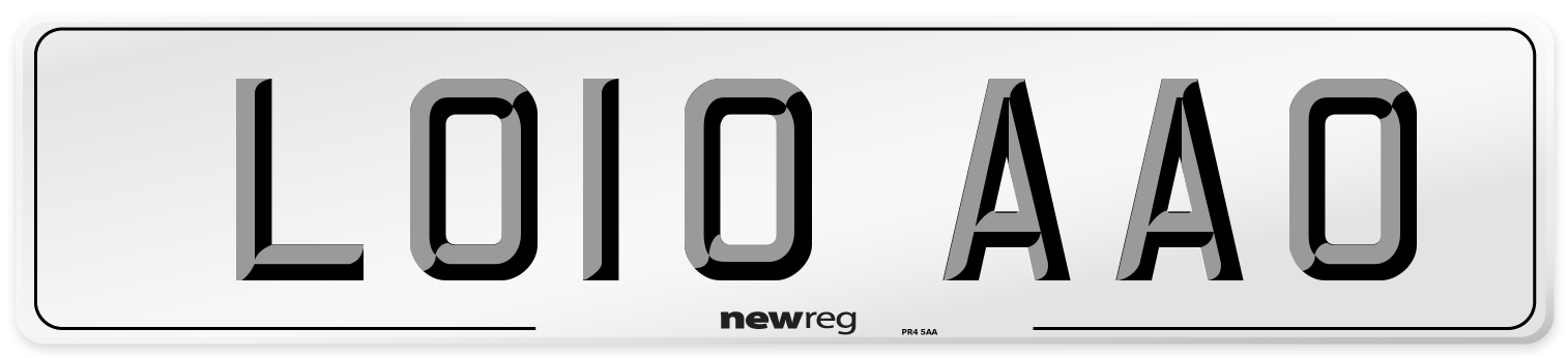 LO10 AAO Number Plate from New Reg